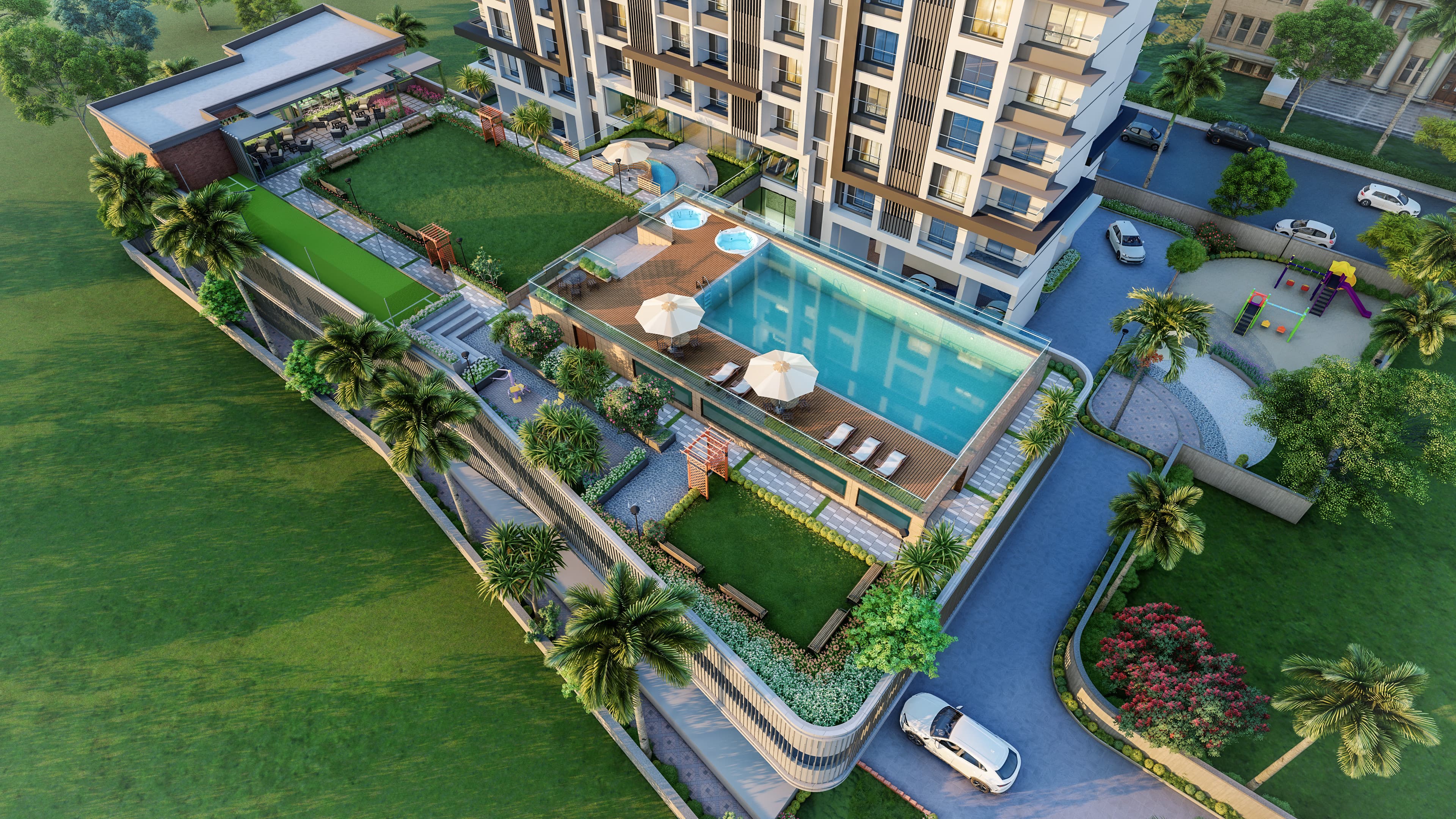 Swimming Pool, Garden, and Joggers Park